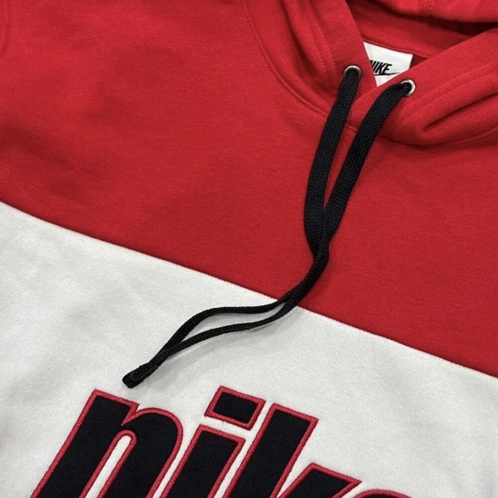 Nike NSW Club Logo Pullover Hoodie Red White Black HQ2477-657 Men’s Sizes - Picture 2 of 3